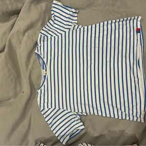 KULE Blue and White Striped short Sleeve Tee